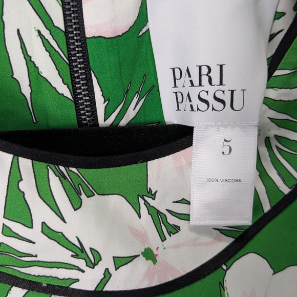 Pari Passu NWOT Tropical Dolman Cut Short Sleeve  Piping Green Blouse  5(20) - Picture 6 of 9